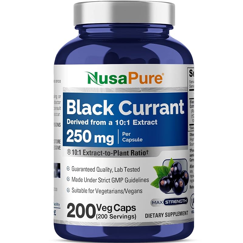 NusaPure Suplemento de Groselha-Preta, extrato 250 mg, 200 cápsulas veganas