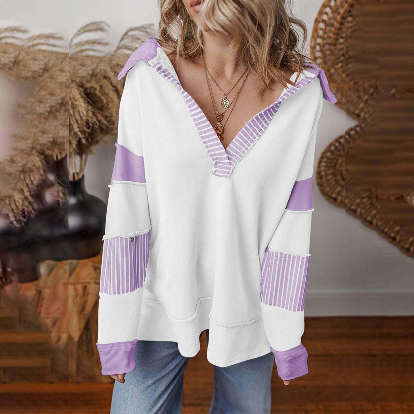 Sudaderas Mujer Tallas Grandes Sudadera con Capucha De Manga Larga Informal Holgada Contraste Y Cuello En V para Deportivas Ropa Sin Invierno Running Oversize Halloween Navidad Chica