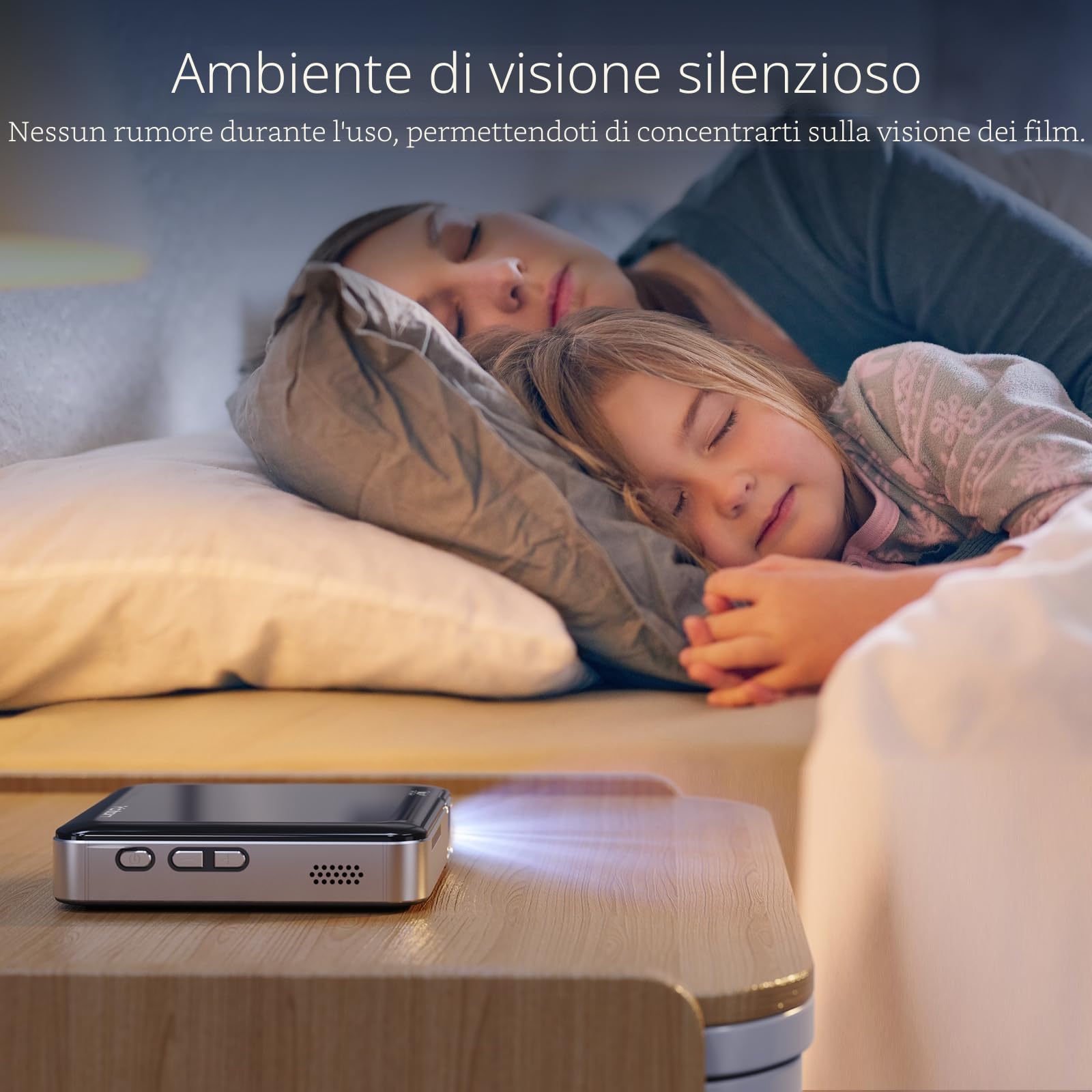 Yoton Mini Proiettore Portatile Y200 DLP, Videoproiettore con Batteria 3400mAh, Proiettore Silenzioso per Home Cinema/Campeggio, HDMI Compatibile PS5/Switch, Treppiede Incluso 2 Anni Garanzia