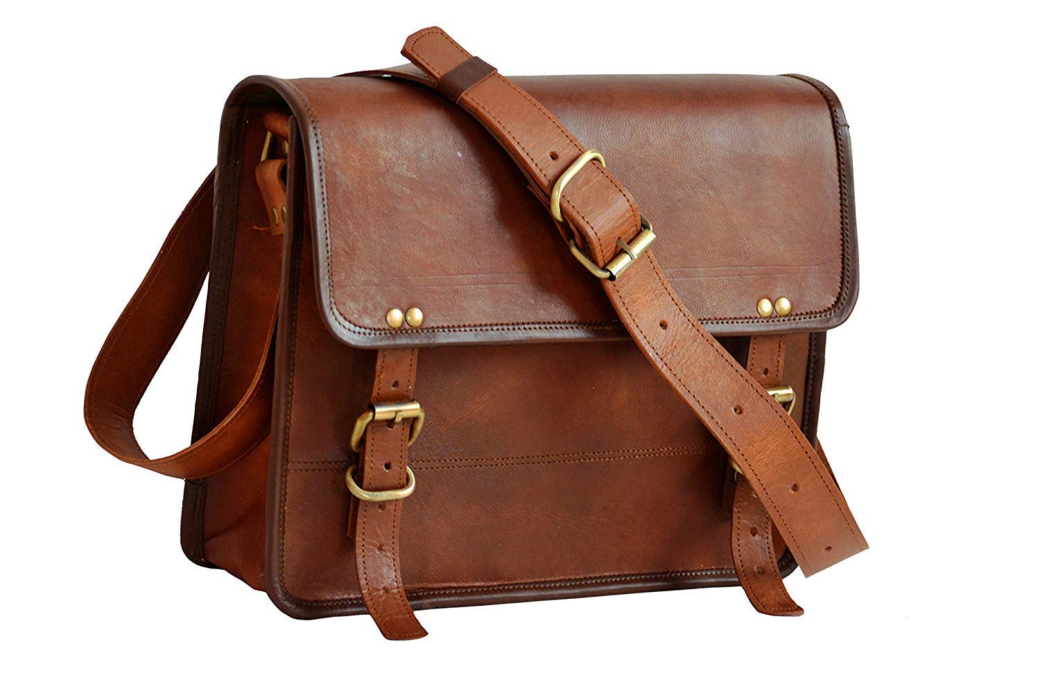 Jaald 33 Cm echt Leder Laptoptasche Umhängetasche Schultertasche Kuriertasche FahrradTasche SchulTasche Wasserdicht Vintage Herren Damen Geschenk XL Leather messenger bag