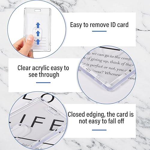 Miniatura 3 de Chinco 30 portatarjetas de plástico duro, vertical, transparente, acrílico, resistente, impermeable, soporte para tarjetas de identificación,