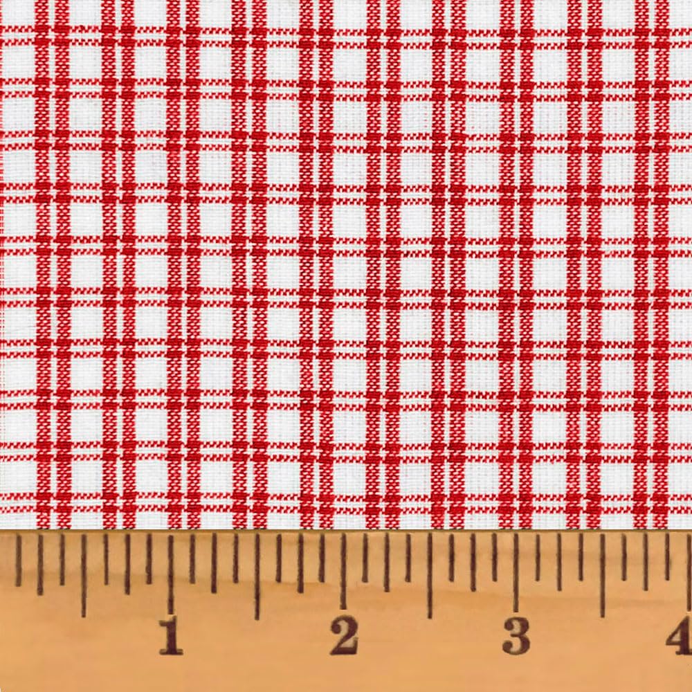 Perfect Red 3 Plaid Cotton Homespun Fabric by JCS - Sold by The Yard