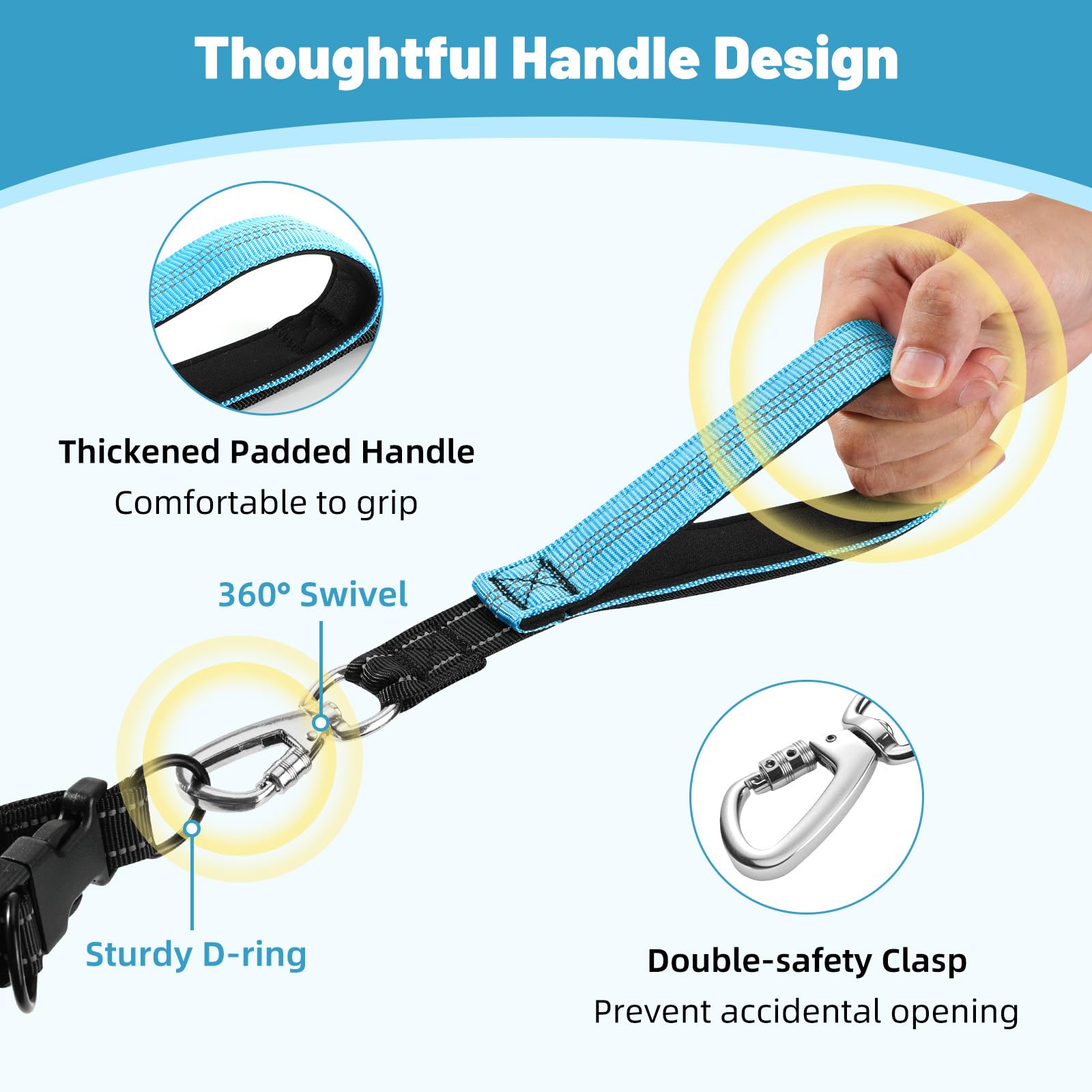 Hands Free Dog Leash with Pouch, Waist Leash for Dog Walking, Jogging, Hiking, Retractable Leashes with Dual Padded Handles, Adjustable Reflective Belt for Small, Medium, Large Dogs - image 4