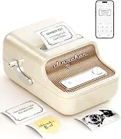 NIIMBOT B21 Impressora de Etiquetas, Mini Impressora Térmica de Etiquetas Compatível com iOS e Android, para Organização Doméstica, Negócios, Código de Barras, com Etiquetas Brancas 50x30mm, Creme