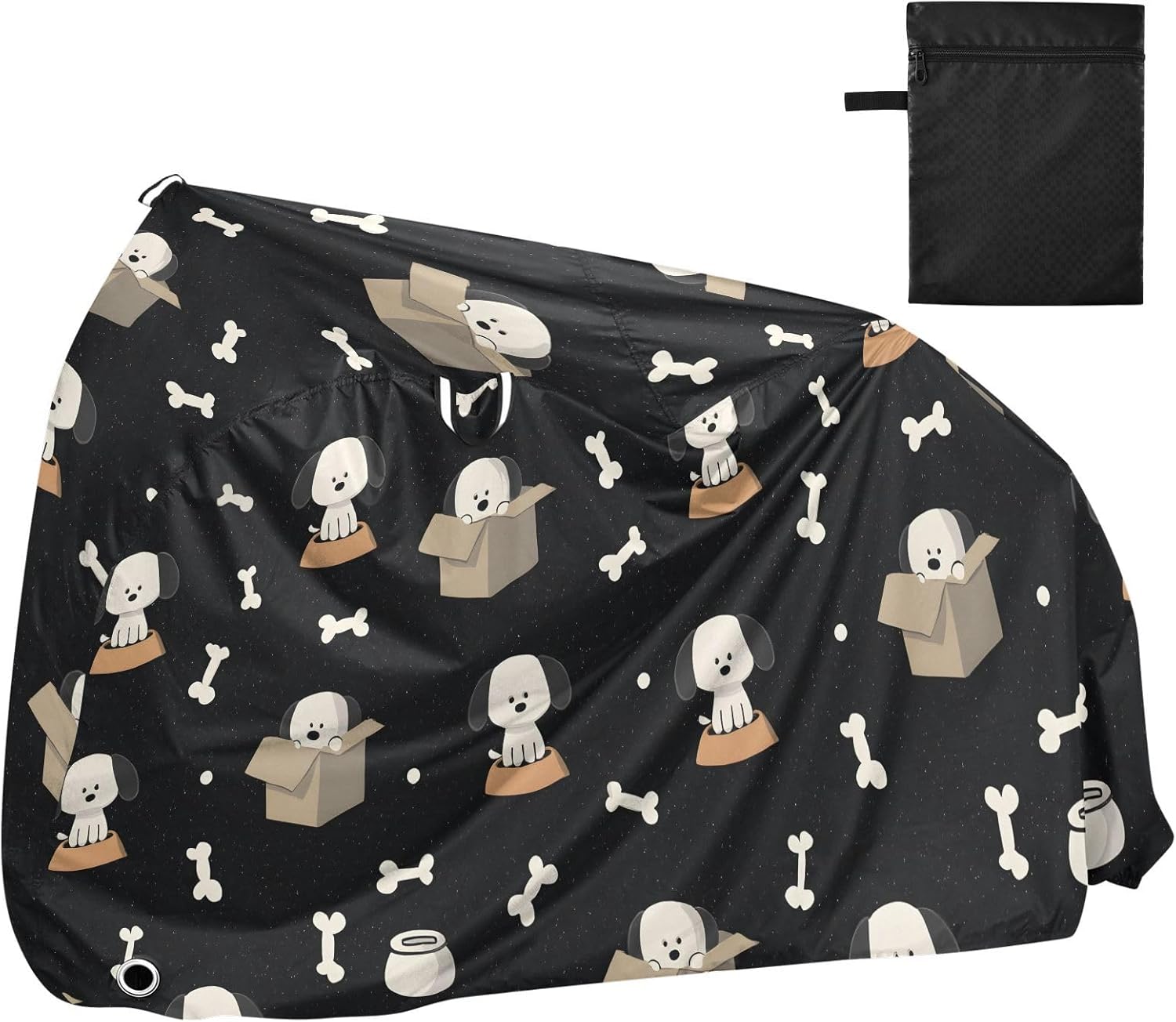 ALAZA Puppy Dog Prints Bike Cover Waterproof Outdoor Ebike Bicycle Covers Tarp Protection for 1/2 Bikes, Sun UV Dust Wind Proof