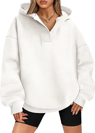BTFBM Women's Oversized Hoodies Casual Fleece Long Sleeve V Neck Sweatshirts 2025 Trendy Fall Outfits Winter Clothes