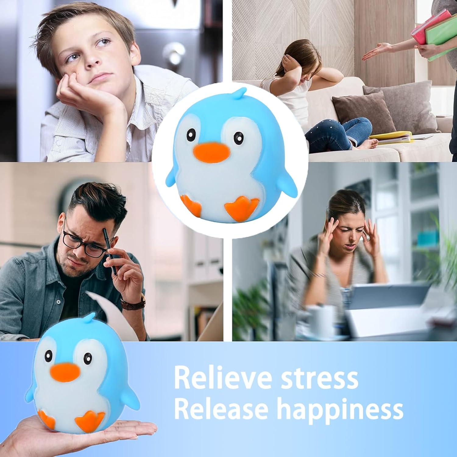 Penguin Squishy Toys Animal Stress Balls for Adults, Dough Squeeze Ball, Fidget Toys, Squishy Ball for Boys, Girls Gifts - Squeeze Toys for Kids Party Favors and Decorations, Ideal for Autism, ADHD