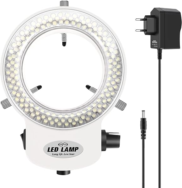 Jevina Anillo de luz de 144LED para microscopio, lámpara de microscopio, luz 6000K 0-100% Ajustable - 1