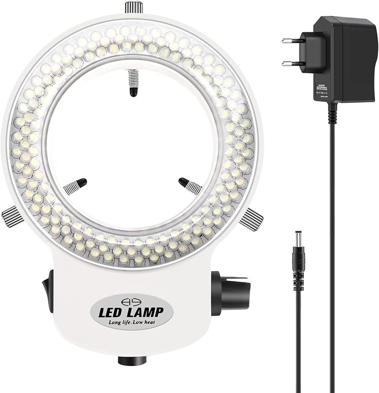 Jevina Anillo de luz de 144LED para microscopio, lámpara de microscopio, luz 6000K 0-100% Ajustable