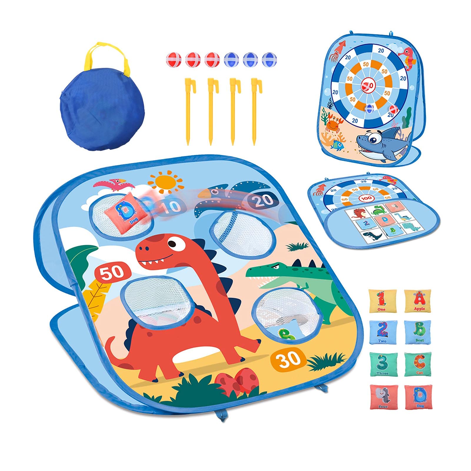 Dinosaur Bean Bag games for kids Outdoor Toss Game, Family Party Party Supplies for Kids, Gift for Boys Birthday or Christmas for Toddlers Ages 3 4 5 6 Year Old