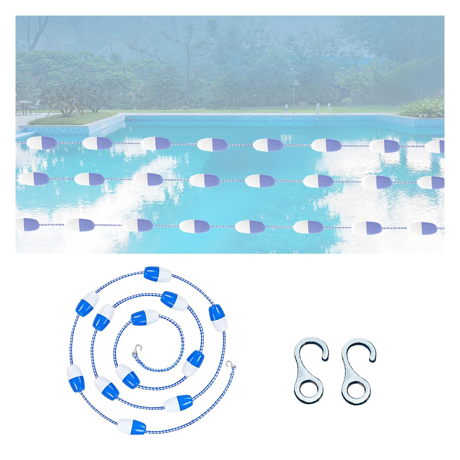 Corde de sécurité de piscine 16-99 pieds avec séparateur de couloirs flottant