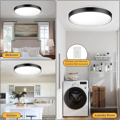 Miniatura 2 de DLLT - Lámpara de techo redonda de cristal de 45 W, moderna lámpara LED regulable cerca del techo, lámpara de techo de 20 pulgadas para dormitorio,