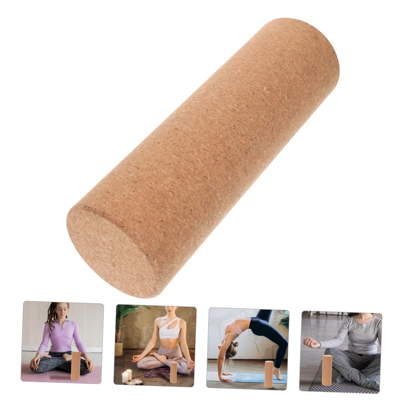 Rodillo de Yoga de Corcho Antideslizante para Espalda y Brazos, Masajeador Deportivo Amortiguación para Estiramientos y Entrenamiento en Casa