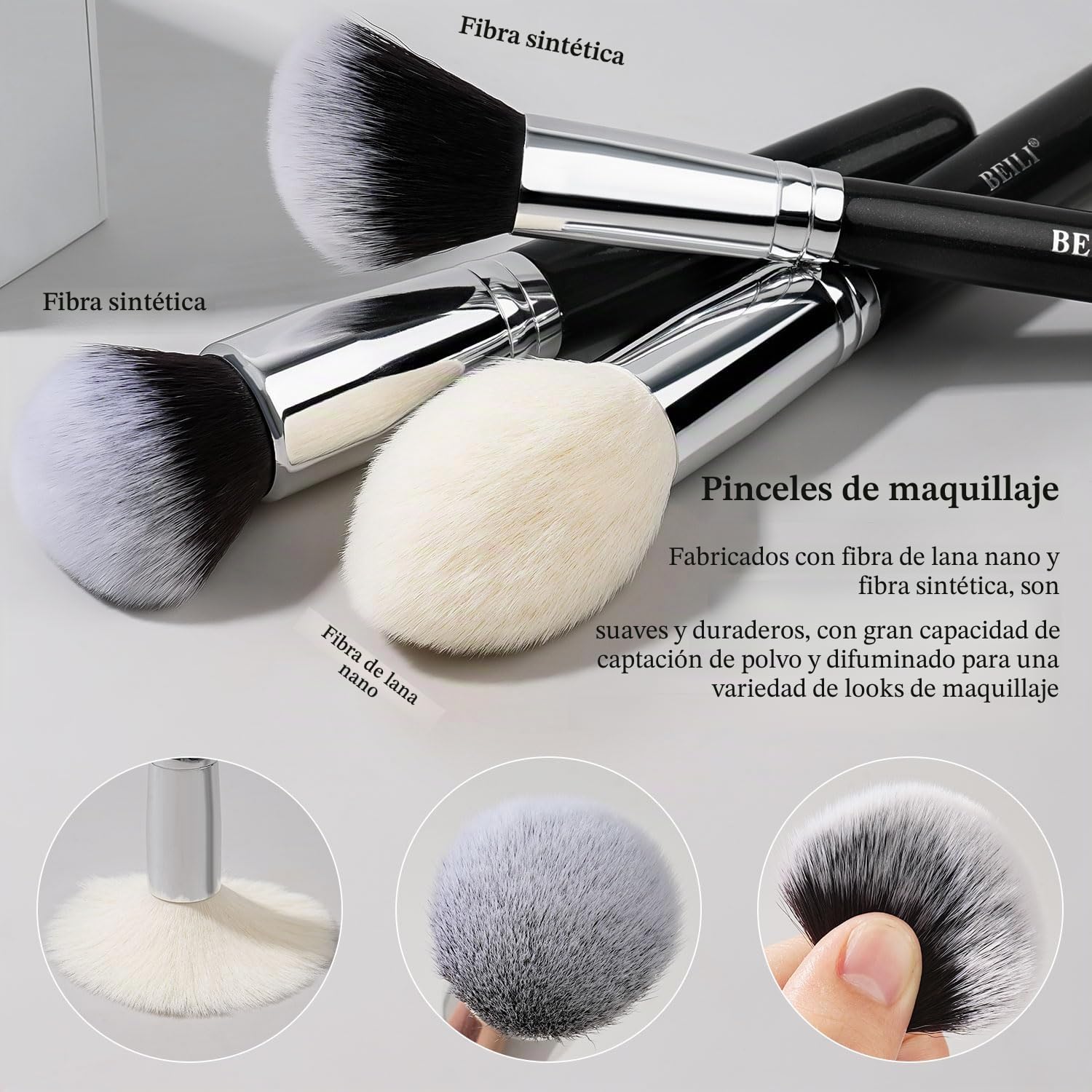 BEILI Set de Brochas de Maquillaje 20 Piezas Profesional Pinceles de Maquillaje Pelo de Cabra Natural Premium Synthetic Brochas de Maquillaje Para Cara y Ojos, Rubor, Contorno, Corrector, Eyeshadow