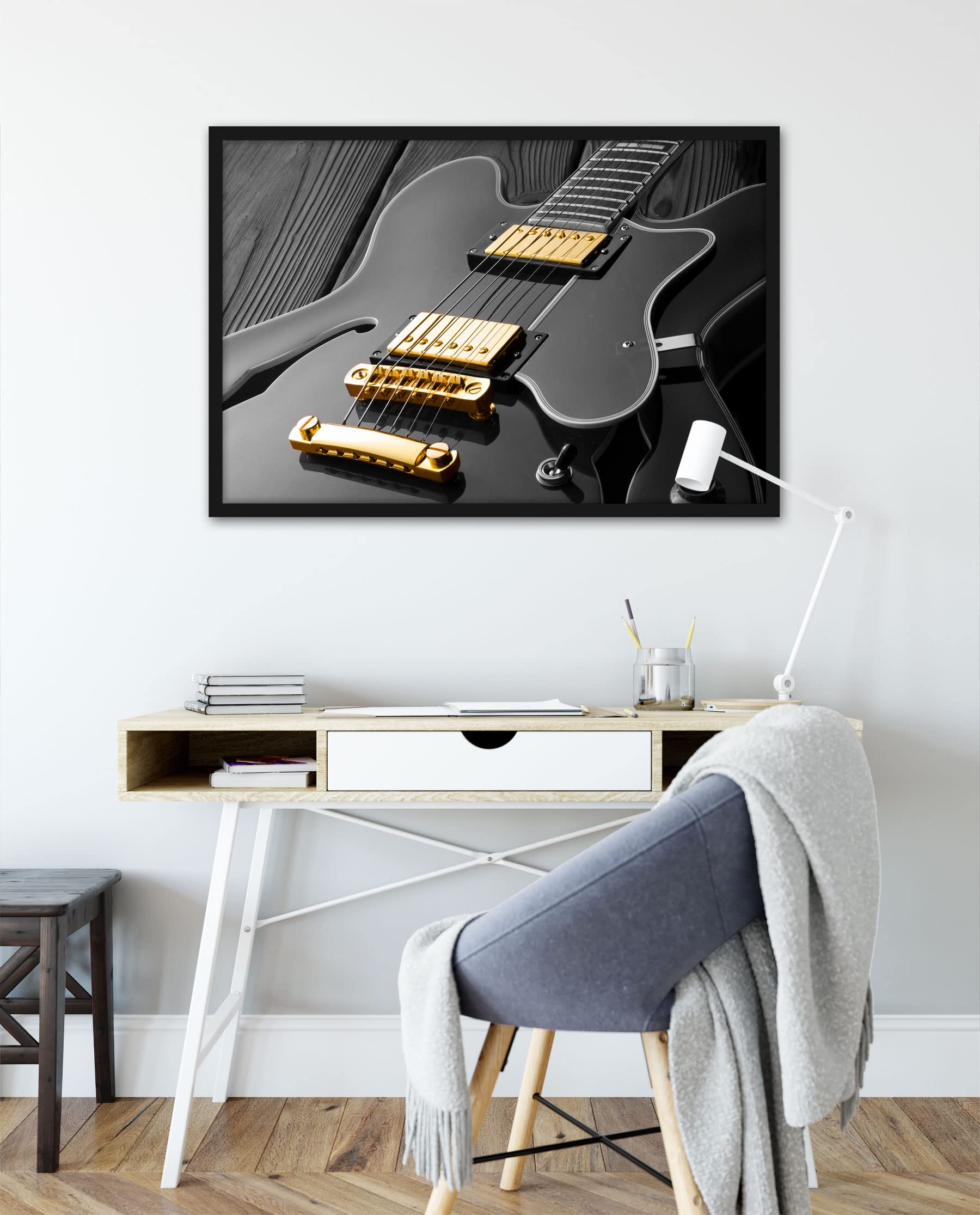 Elegante chitarra elettrica, poster con cornice, formato 80 x 60 cm, stampa artistica incorniciata