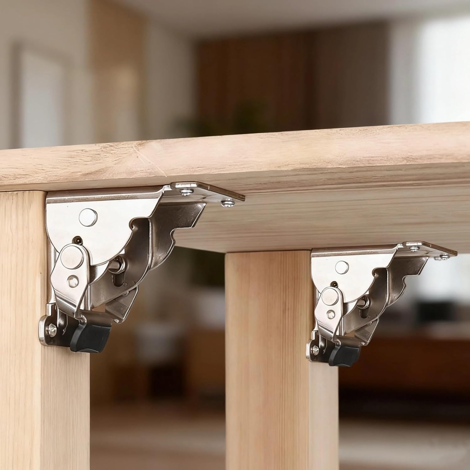 8 Pcs Self-Locking Folding Hinges, 180/90/0 Degree Adjustable, Heavy Duty Iron 2.1X2.1 in Foldable Support Brackets, with Screws, Silver, for Table and Workbench