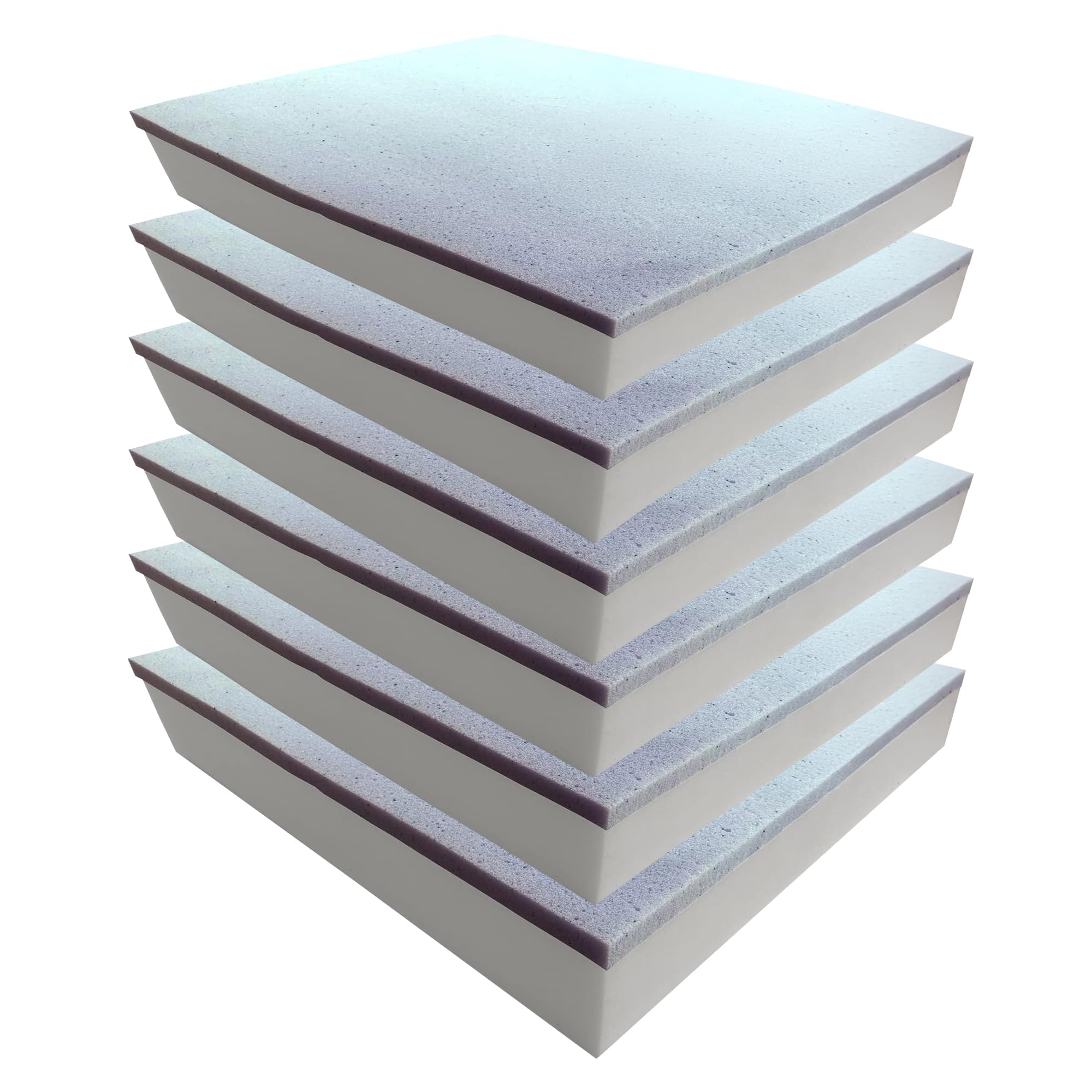 Foamma 2" x 28" x 28" Gel Memory Foam (Chair Cushion Foam for Dining Chairs, Wheelchair Seat Cushion), 6 Pack