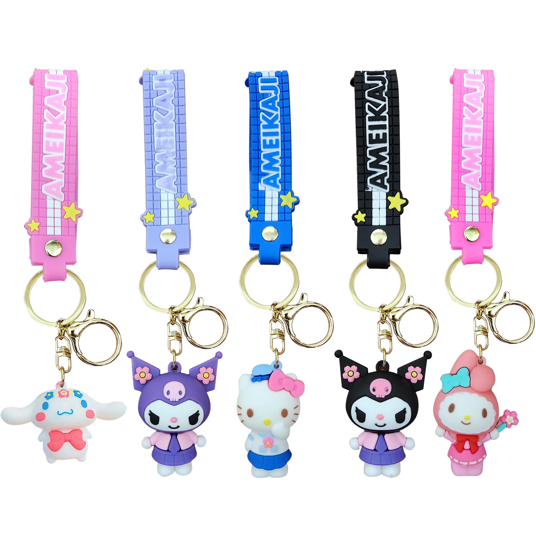 YunhazitYunhazit 7 Pcs Lovely Anime Keychain Set Cute Anime Figure Pendant kawaii Creative Gifts Accessories Key Chains Cake Topper (5 Pcs)