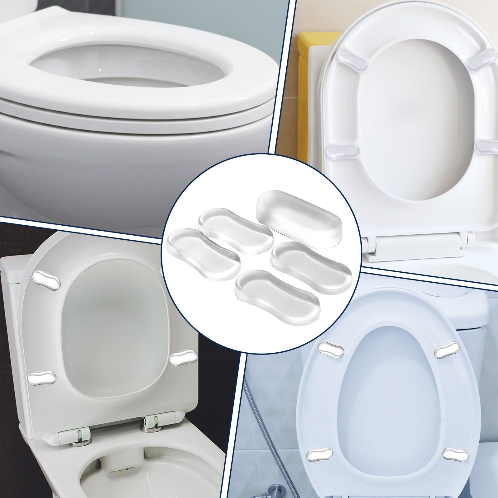 MNYXIS 5 Pcs Amortiguadores Para Asiento De Wc, Asiento Inodoro, Topes Para Tapa De Inodoro, Bisagras Tapa Wc, Amortiguador Tapa Wc, Gomas Autoadhesivas,Repuestos Para Tapa De Wc, Reduce Ruido, Blanco — view 6