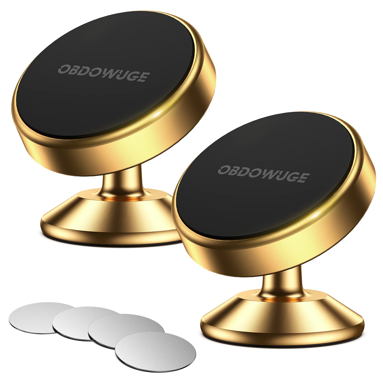 NIYEVN [2 Pack] Magnetic Phone Holder car,[360°Rotation] car Mount Magnet,[4 N52 Magnets] Super Magnetic Force is Suitable for Most iPhone and samsumg Smartphones ，Gold Phone Holder