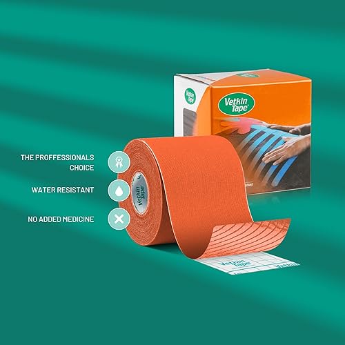 Miniatura 2 de VETKIN VetkinTape - Cinta de kinesiología canina y equina  Cinta médica veterinaria  Envoltura veterinaria para apoyo articular y cuidado de