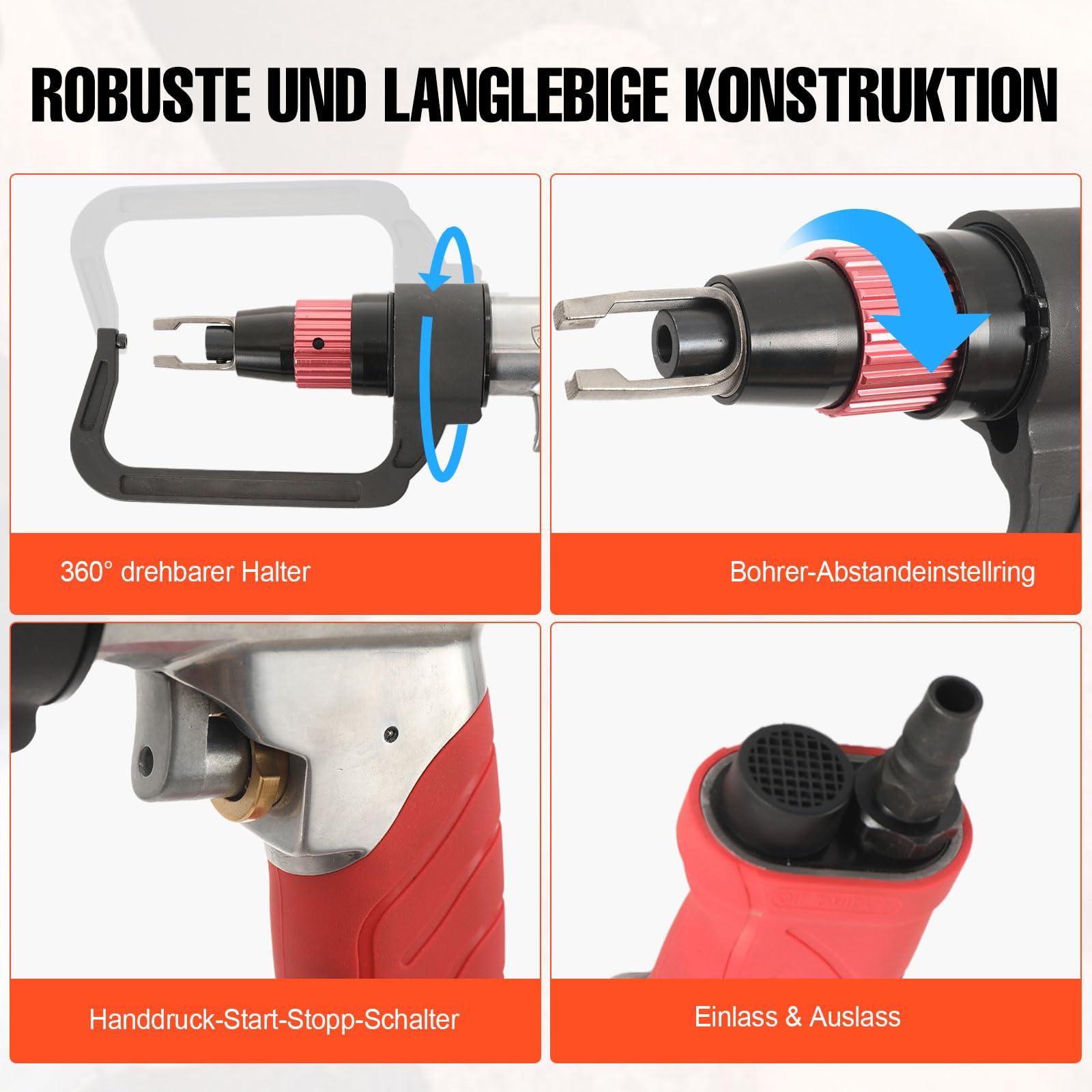 Broca de soldadura de punto de aire 1/4 de aire comprimido, fresadora de punto de soldadura, herramienta neumática para coche, portabrocas M8, 1600 rpm, ralentí, reparación de accidentes