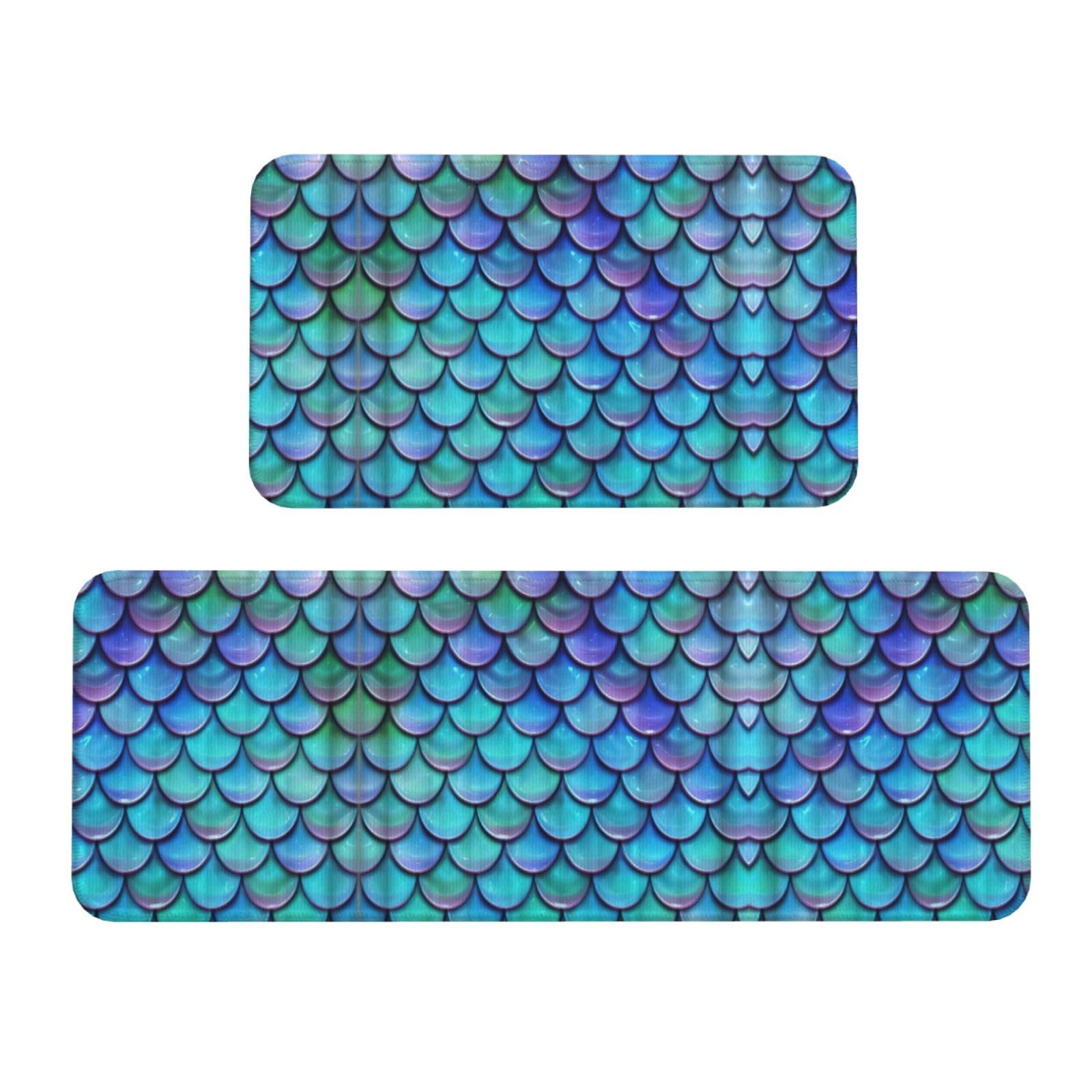 Tapis de sol antidérapants et rembourrés imperméables bleu sarcelle pour cuisine