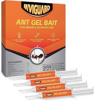 Ant Gel Bait, 4Tubes x 10-Grams, Indoor and Outdoor Use, Killer Gel for Control of Most Major Ant Species, Ready-to-Use Ant Traps for Home & Outdoor
