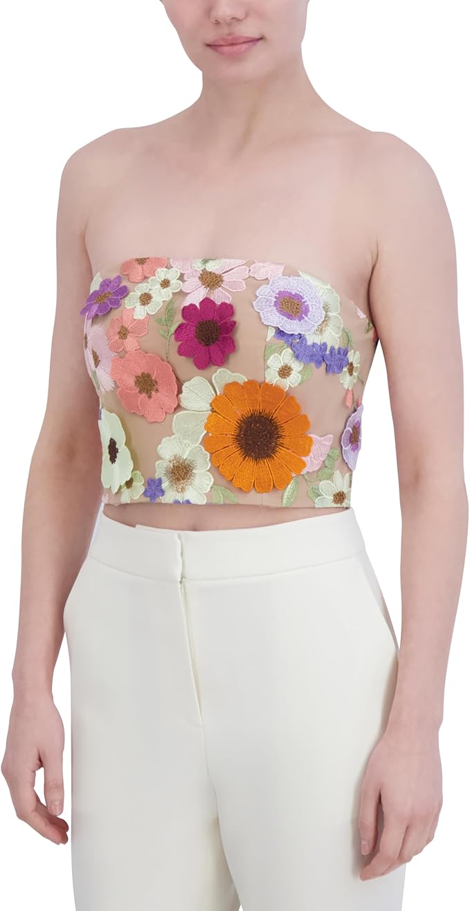 Amazon.com: BCBGMAXAZRIA Women's Straight Neck Tulle Floral