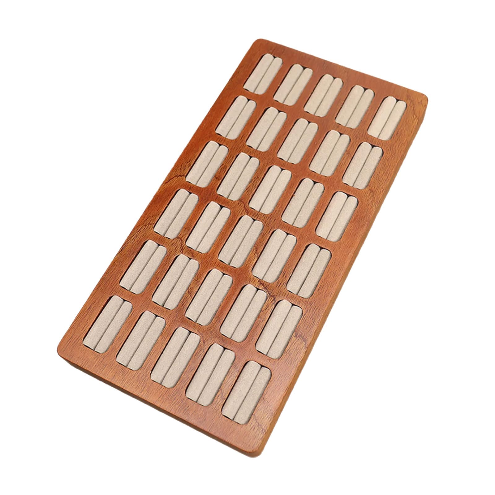 30 Slots Wooden Ring Storage Tray Sturdy Wooden Jewelry Organizer Tray Holder for Vendor Jewelry Display with 30 Slots Rings, フリーサイズ