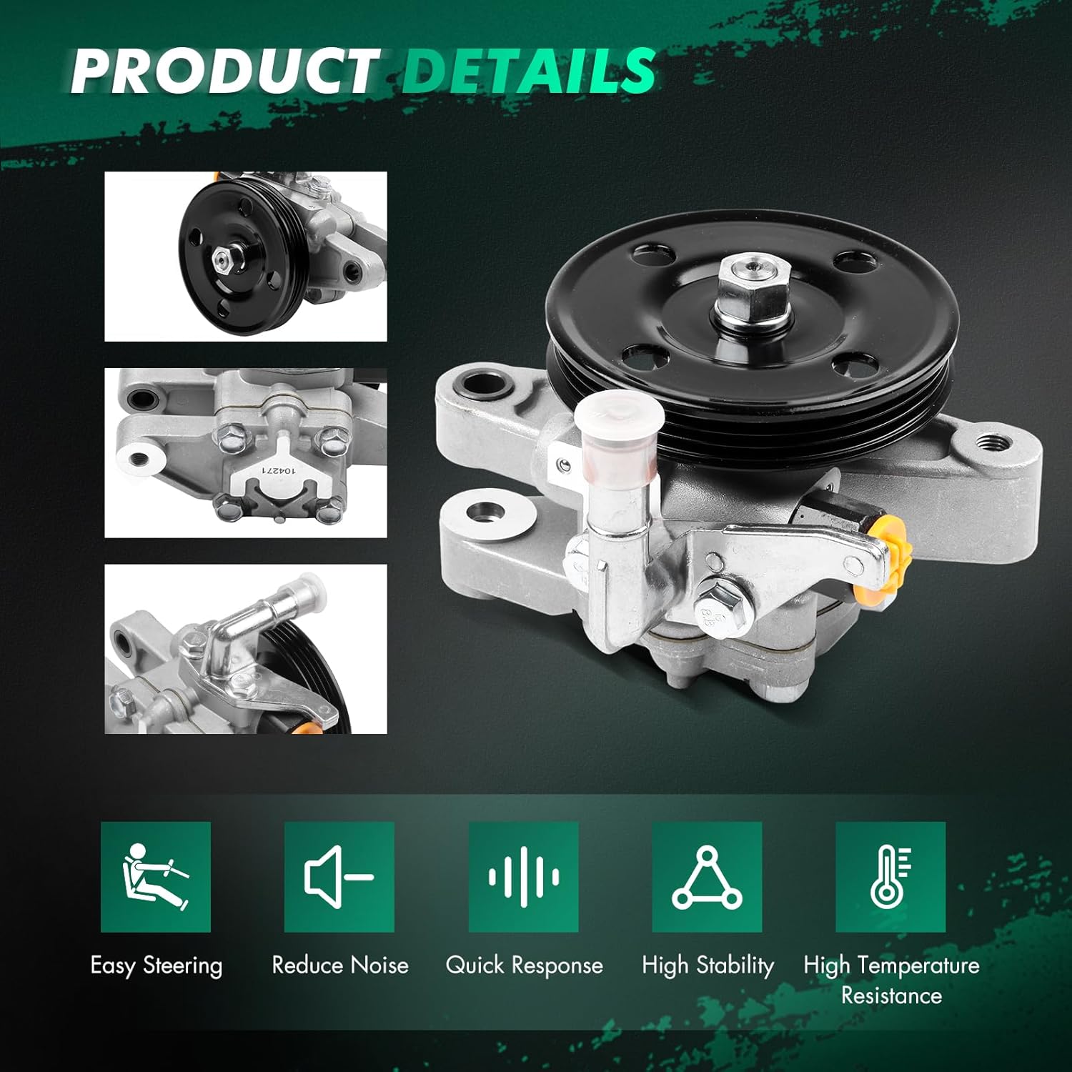 SCITOO 21-5260 Power Steering Pump with Pulley, Compatible with Hyundai Elantra 2001-2005 L4 2.0L DOHC, For Tiburon 2003-2008 L4 2.0L DOHC
