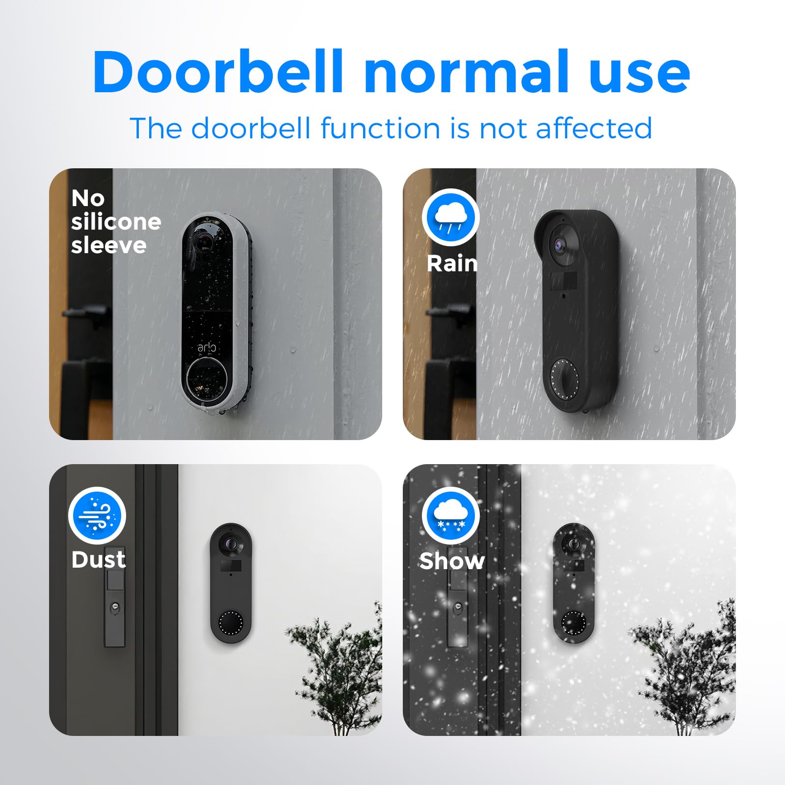 Silicone Skin Case Compatible With Video Doorbell (2 Gen) Cover With Sun Glare, UV & Weather Protection (Black-New - View #10