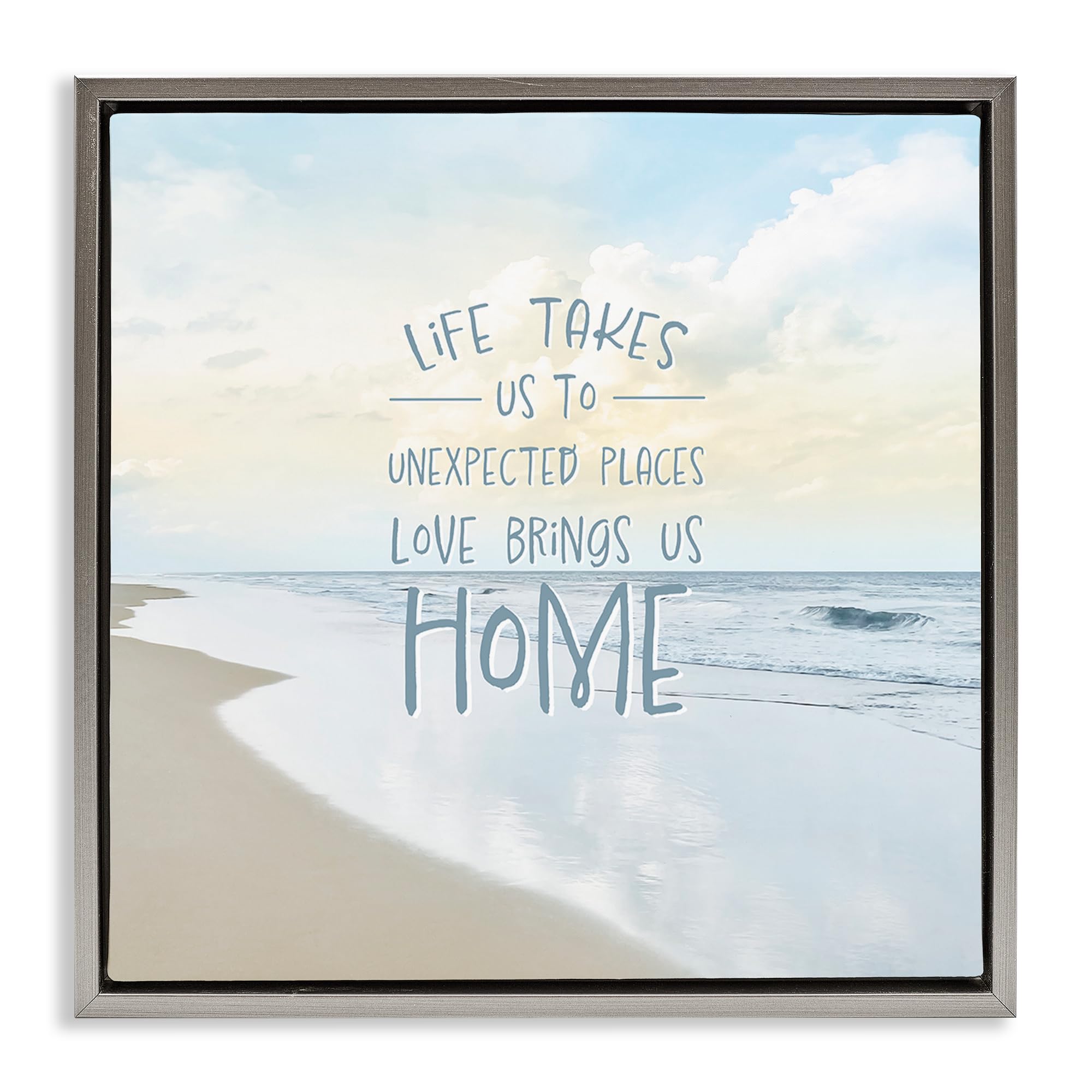 Stupell Industries Luster Gray (Matte) 'Love Brings Us Home Inspiration'| Floating Frame Canvas Art