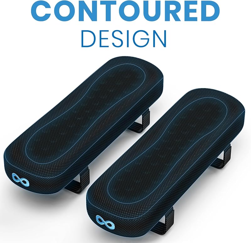 Everlasting Comfort Karfatámasz Párna - Memory Foam Karfapárna Irodai Székhez, Gaming Székhez - Fekete Ovális Karpárna 2 db