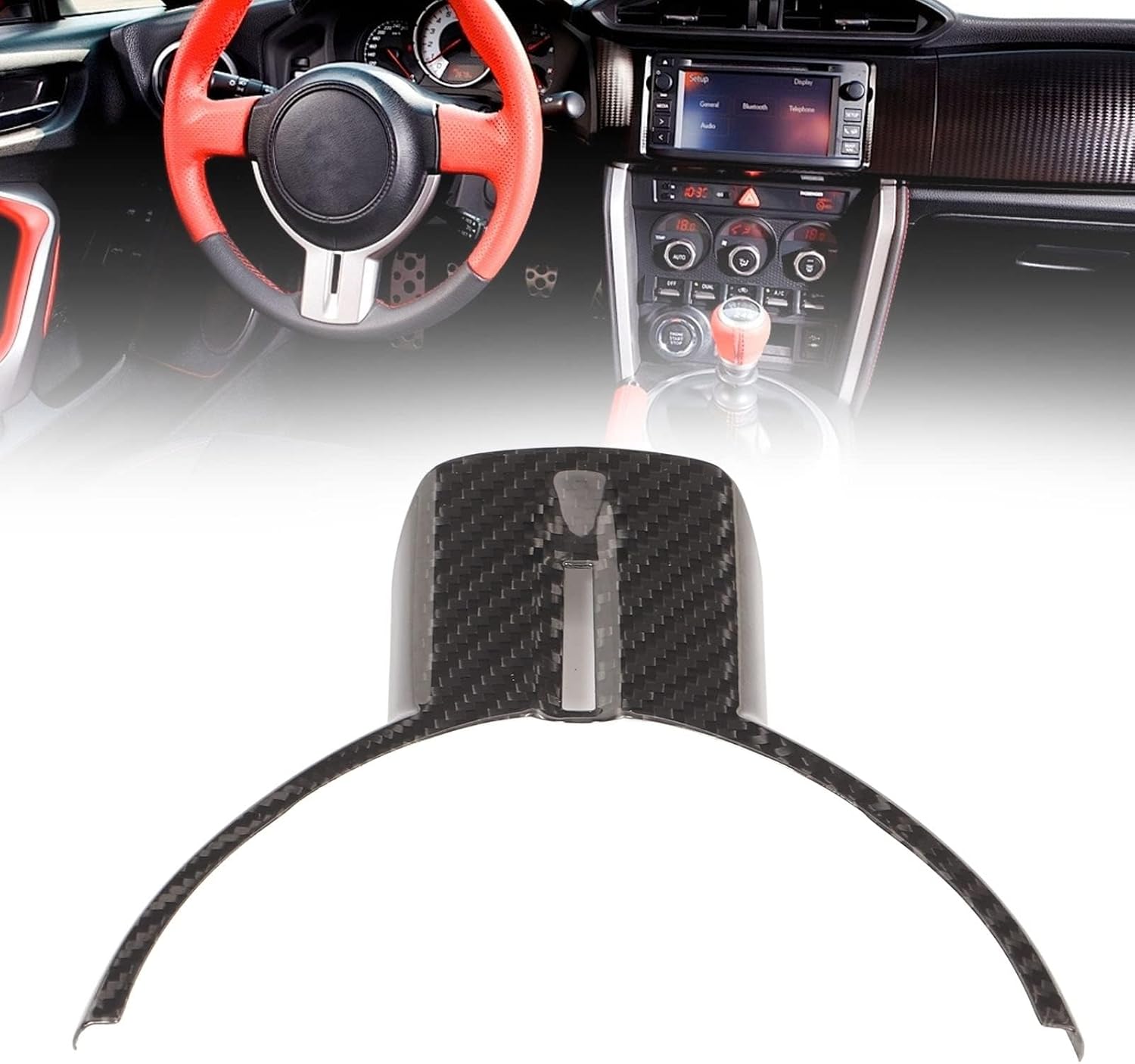 Aramox Steering Wheel Panel Trim, Car Steering Wheel Trim Genuine Carbon Fiber Interior Decoration Replacement for 2012‑2016