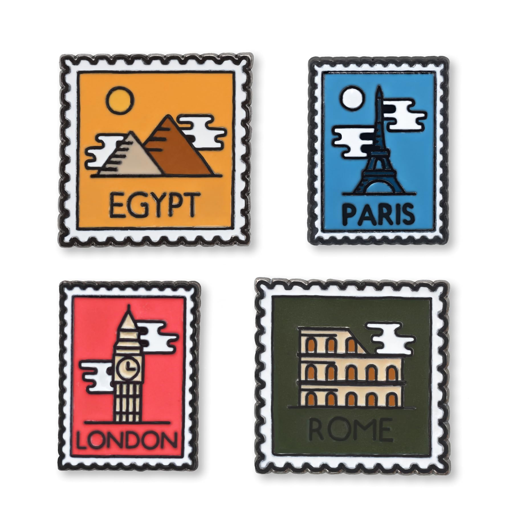 FURE Explorers Stamps Combo Enamel Pins - Set of 4 Multi-colour Metal Enamel Pins for Men & Women (B0D9HMYQ9W) Amazon Price History, Amazon Price Tracker
