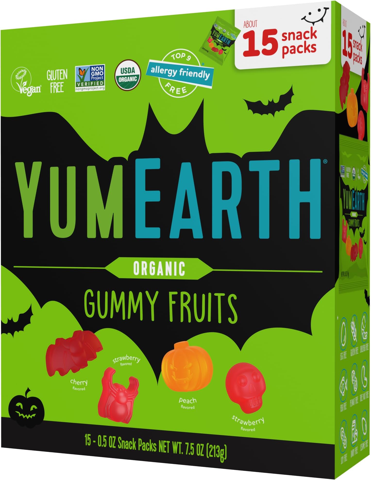 Yumearth, Organic Halloween Gummy Fruits, 7.5 Ounce