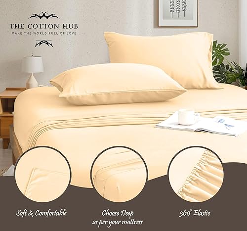Miniatura 3 de Juego de sábanas de 4 piezas tamaño Queen de 600 hilos de algodón Pima peruano para colchones de hasta 14 a 16 pulgadas de profundidad (sólido,
