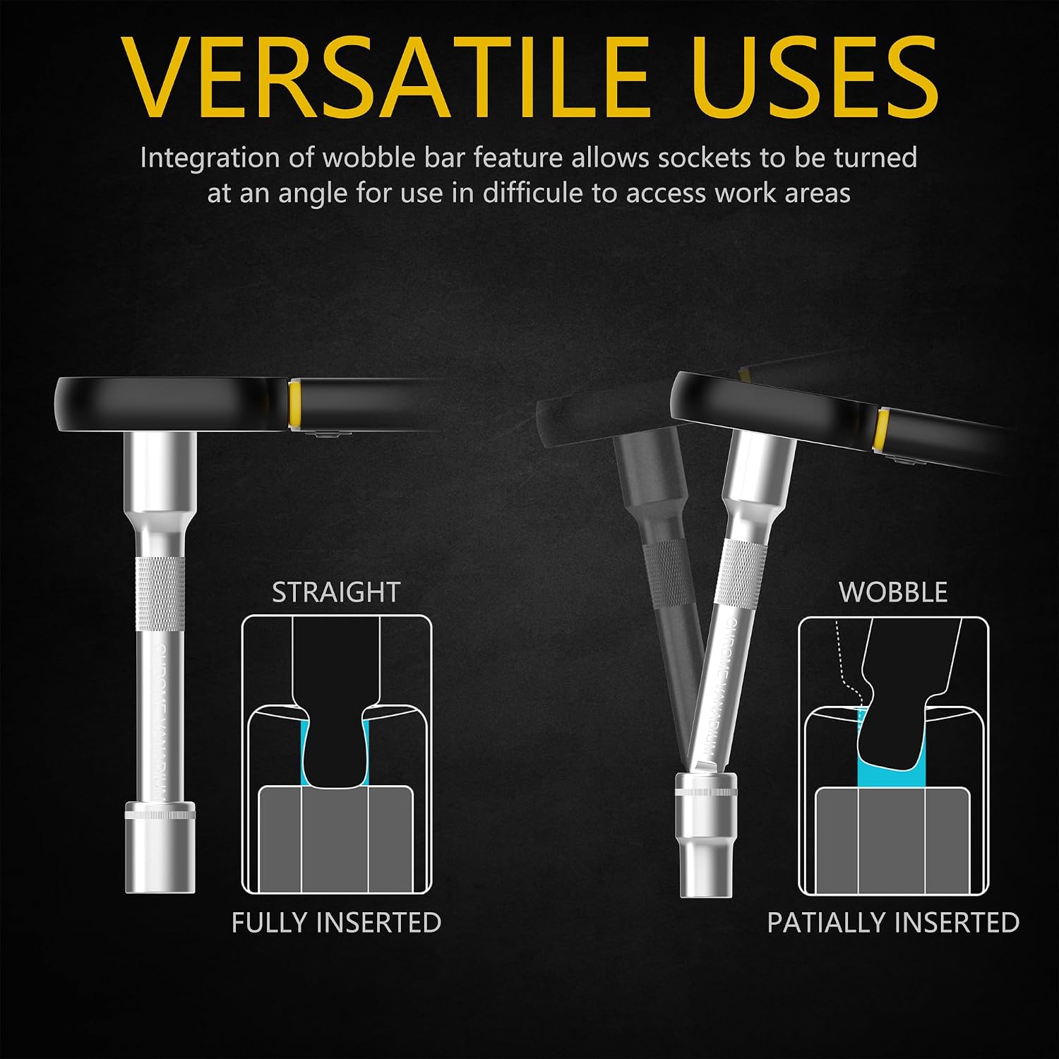 Renekton 9-Piece Wobble Extension Bar Set | 1/4 3/8 1/2 Drive | Cr-V Steel | Tight Space Solution | with EVA Tray