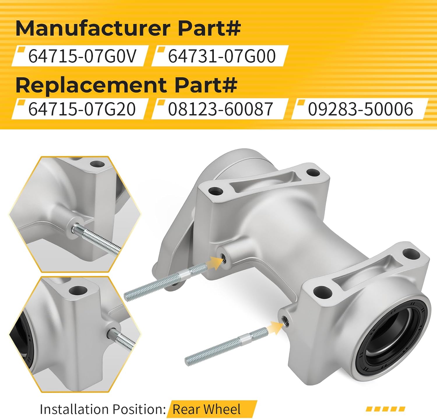 M MATI Rear Axle Bearing Housing Carrier Kit for Suzuki QuadSport 400 Z LT-Z400 LT-Z400Z 2003-2008 64715-07G0V 64731-07G00