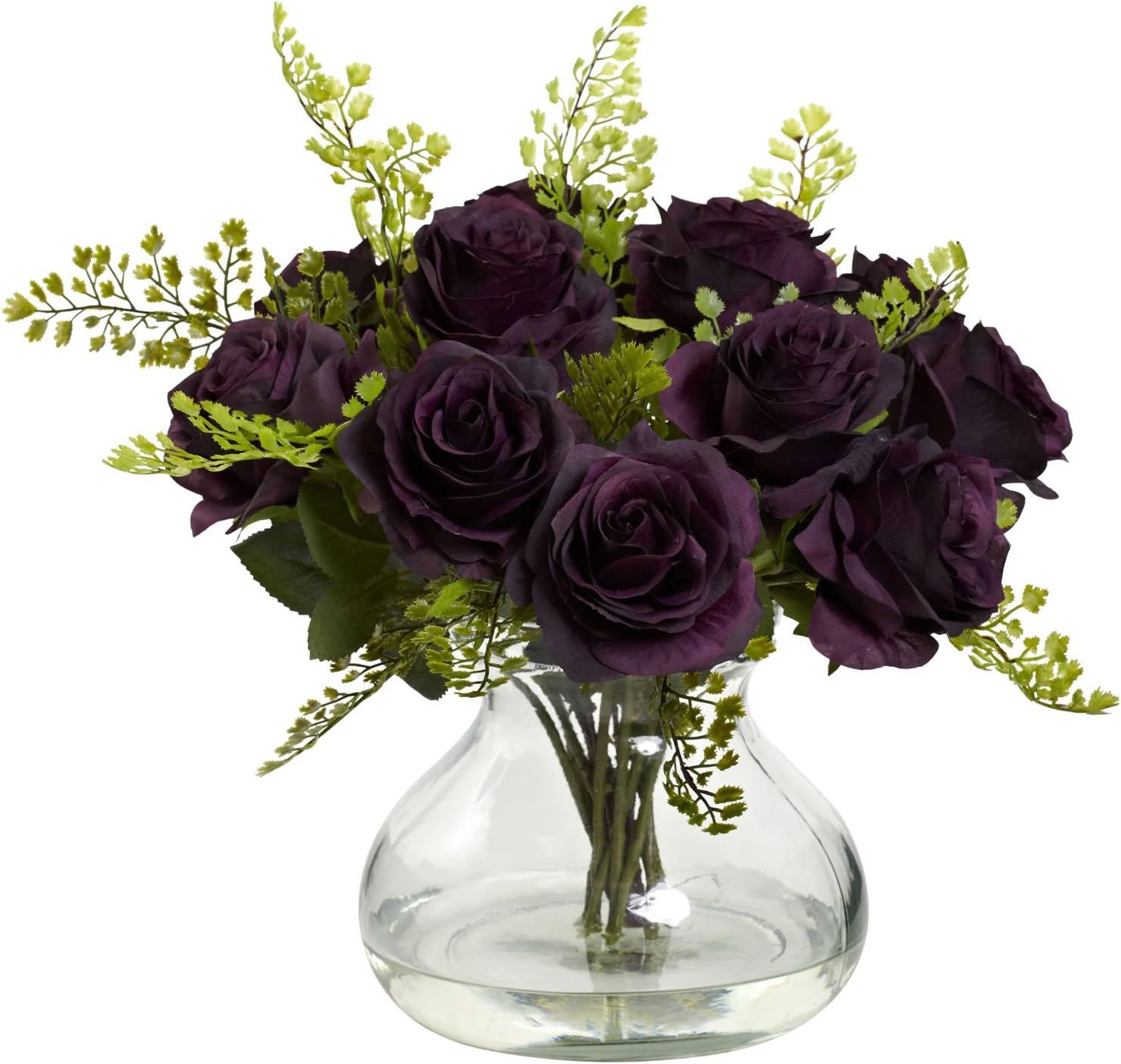 Rose & Maiden Hair Silk Arrangement - Purple