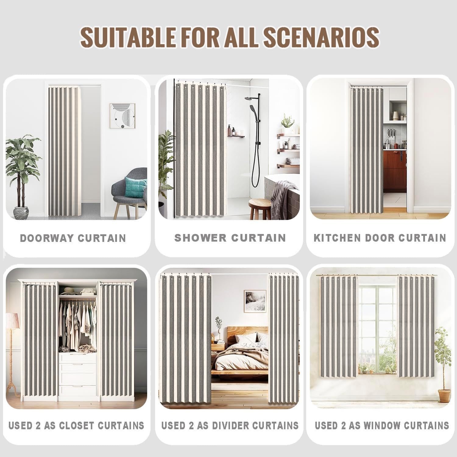 Personalizable Cortina Plegable baño corrediza，Separador de Espacios Interiores，Adecuado para Puertas correderas, armarios-Beige- 220x200cm