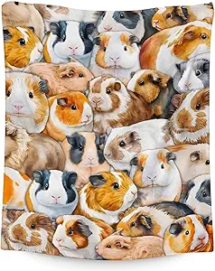 Guinea Pig Blanket Gifts - 30x40 Inches Cute Throw for Girls & Boys - Brown Soft Fuzzy Blankets for Couch & Office