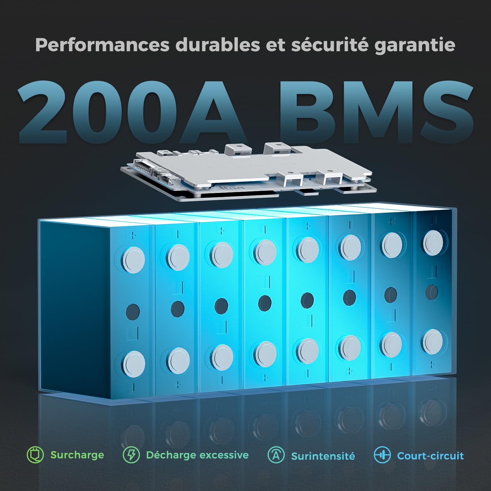 Dyness Batterie Lithium 12V 200Ah LiFePO4 avec BMS 200A intégré et Protection Basse Température, 2560Wh pour Camping-Car/Marin à Décharge Profonde, Solaire, Aventure/Van, Hors-Réseau