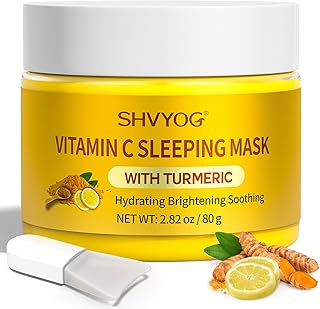 Vitamin C Turmeric Sleeping Mask, Vitamin C Overnight Face Mask With Turmeric, Vitamin C Brightening Sleep Face Mask Skin Care, Nourishing Hydrating Antioxidant Face Masks Skincare - 2.82OZ