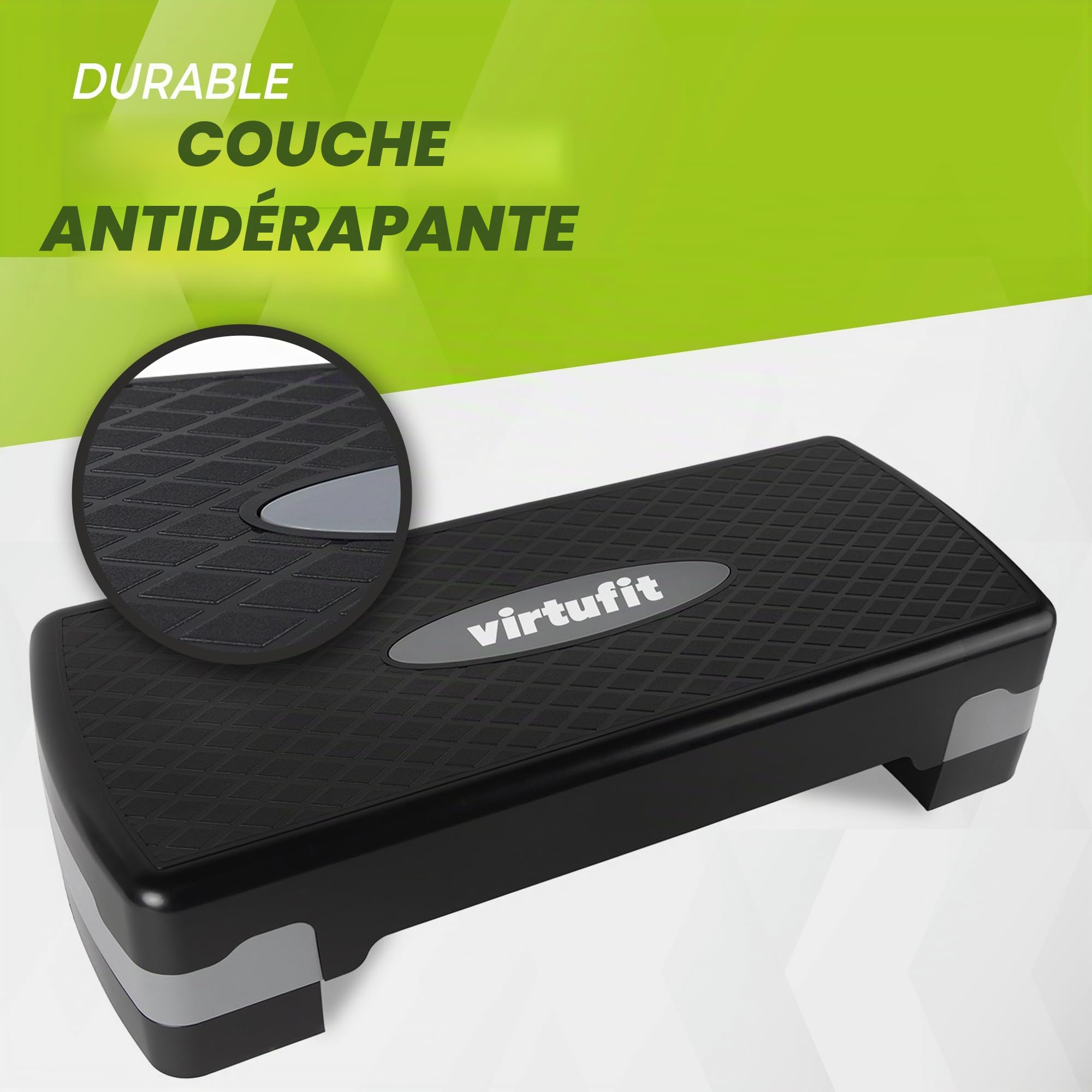 VirtuFit Essential Aerobic Fitness Planche à stepper réglable en hauteur et antidérapante pour aérobic, gymnastique et fitness