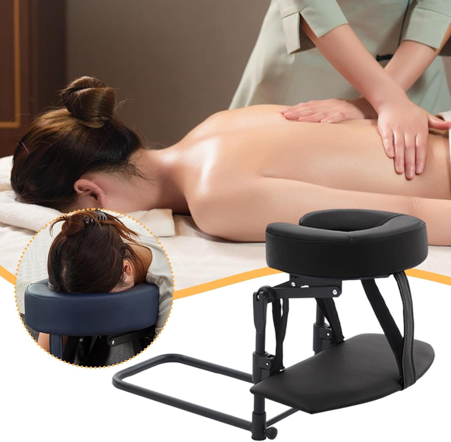 Massage Head Rest for Mattress with Storage Bag Professional Resuable Multi Function Comfortable for Home Beauty Bed Office, Black