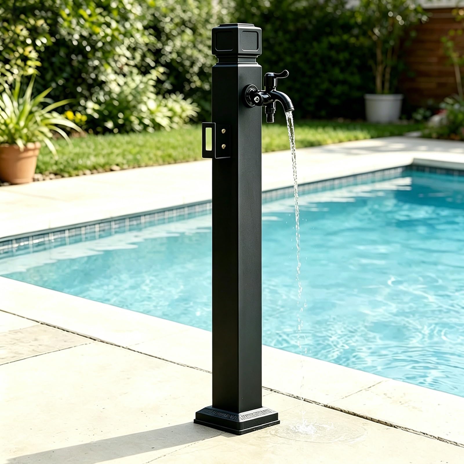 Freestanding Outdoor Faucet Column 304 Stainless Steel Garden Water Tap with Handheld Sprayer, Weatherproof Yard Hydrant for Pool & Courtyard(B,Height: 60cm/23.6in)