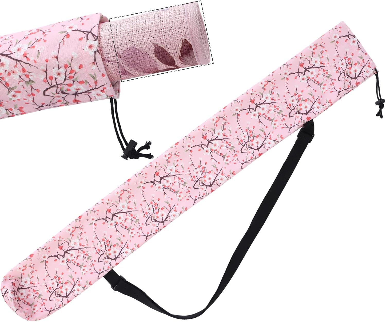Shinylin 35 Inch Mahjong Mat Carrying Bag with Strap, Printed Drawstring Mahjong Holder Bag Outdoor Travel Canvas Storage for Board Games, Yoga Mats, Tripod