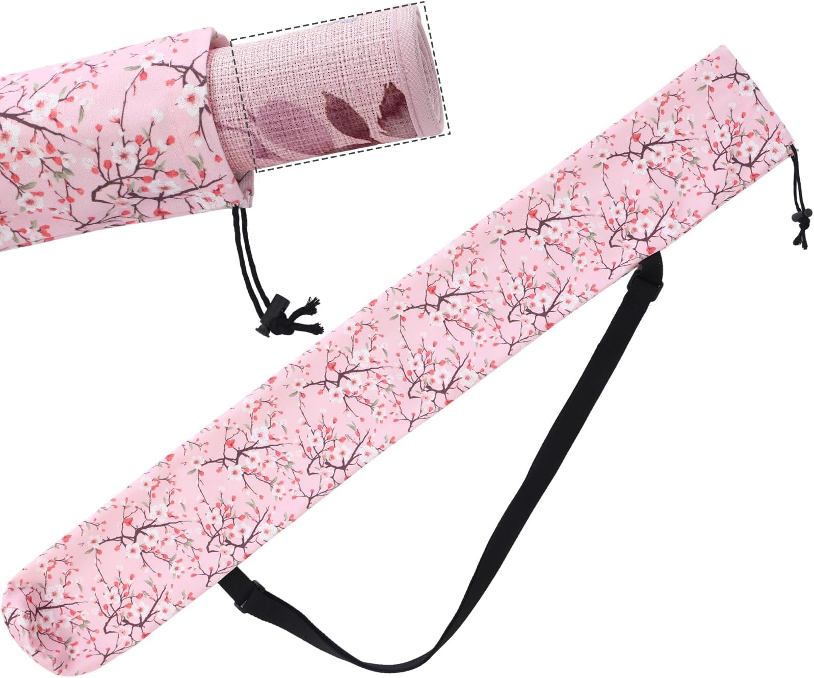 Shinylin 35 Inch Mahjong Mat Carrying Bag with Strap, Printed Drawstring Mahjong Holder Bag Outdoor Travel Canvas Storage for Board Games, Yoga Mats, Tripod